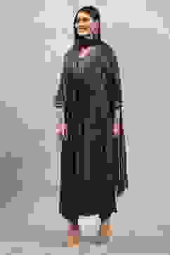 Black Viscose Rayon Printed Gathered Suit Set image number 3