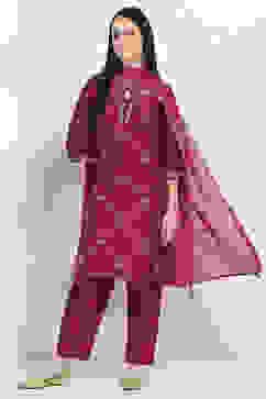 Purple Embroidered Straight Suit Set image number 0