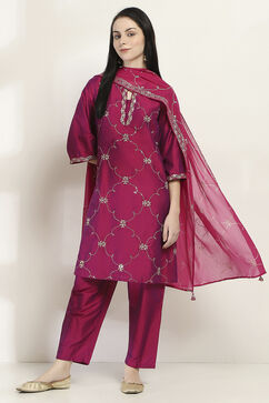 Purple Viscose Straight Set image number 0