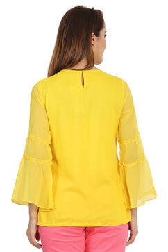 Yellow Straight Viscose Indie Top image number 5
