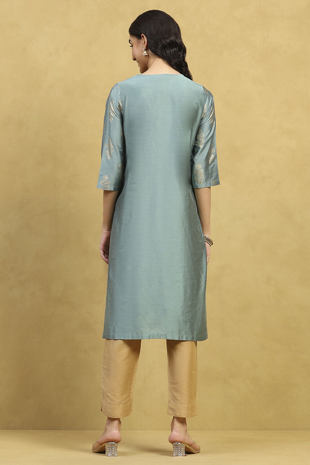 Pink Printed Straight Kurta image number 3