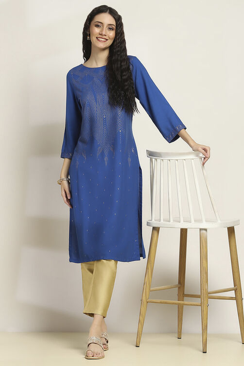 Black Viscose Rayon Printed Straight Kurta image number 6