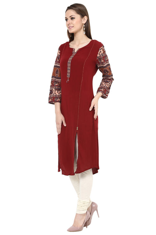 Black Straight Viscose Rayon Kurta image number 3