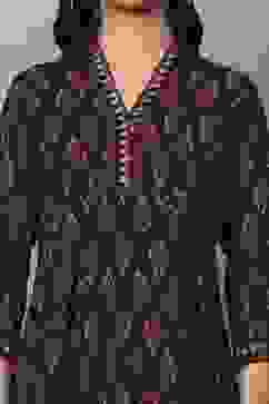 Navy Blue Viscose Polyester A-line & Kalidar Kurtas image number 1