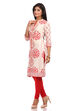 Beige Straight Cotton Kurta image number 3