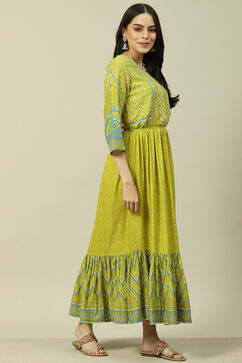 Lime Green LIVA Tiered Dress image number 3