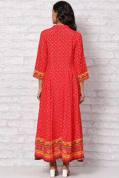 Red Viscose Kalidar Dress image number 4