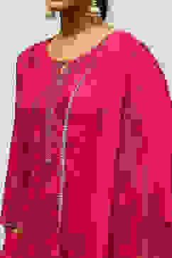 Magenta Printed Straight Suit Set image number 7