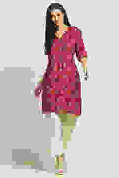 Red Printed Straight Kurta image number 5