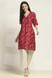 Red Viscose Rayon Printed Straight Kurta image number 5