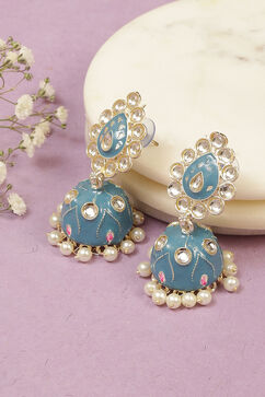 Teal Alloy Earrings image number 0