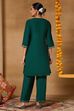 Green Viscose Blend A-Line Solid Suit Set image number 5