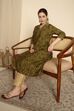 Green Viscose Blend A-Line Printed Kurta