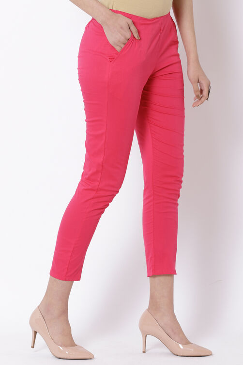 Pink Poly Lycra Slim Pants image number 4