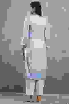 Blue Viscose Straight Kurta Pants Set image number 4