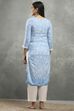 Blue Viscose Straight Kurta Pants Set image number 4