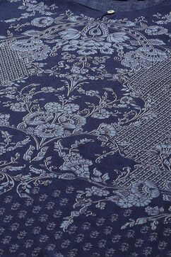 Blue LIVA Straight Printed Kurta Palazzo Suit Set image number 1