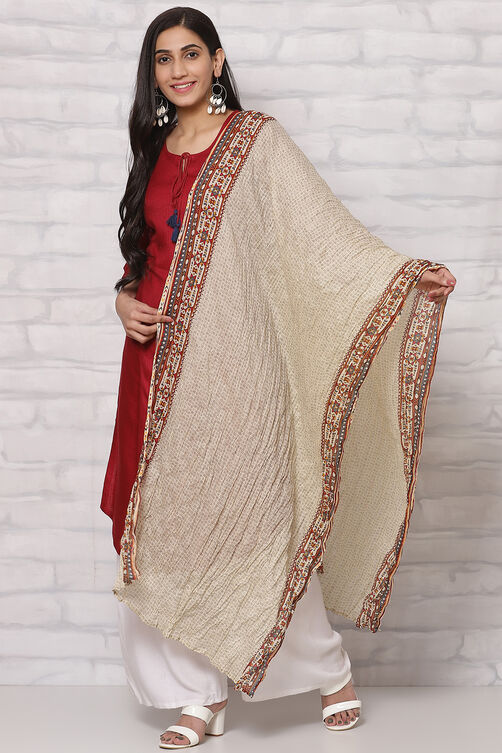 Cream Cotton Dupatta image number 0