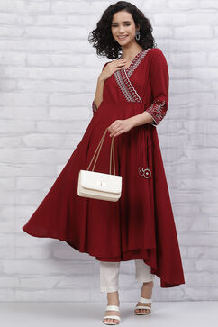 Red LIVA Anarkali Dress image number 6