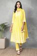Yellow Cotton Gathered Suit Sets