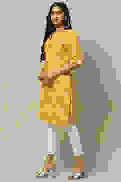 Yellow Rayon Staight Kurta image number 2