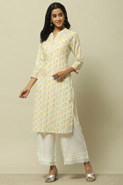 Yellow Cambric Straight Kurta image number 5