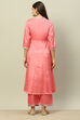 Dusty Blue Viscose Shantoon Kalidar Embroidered Kurta Palazzo Suit Set image number 4