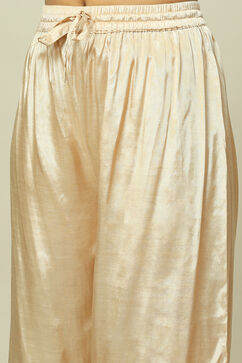Beige LIVA Woven Tired Kurta Suit Set image number 2