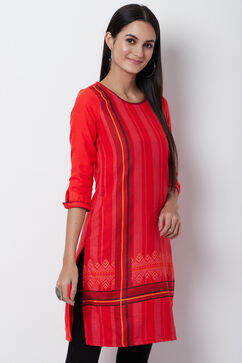 Coral Poly Cotton Straight Kurta image number 3