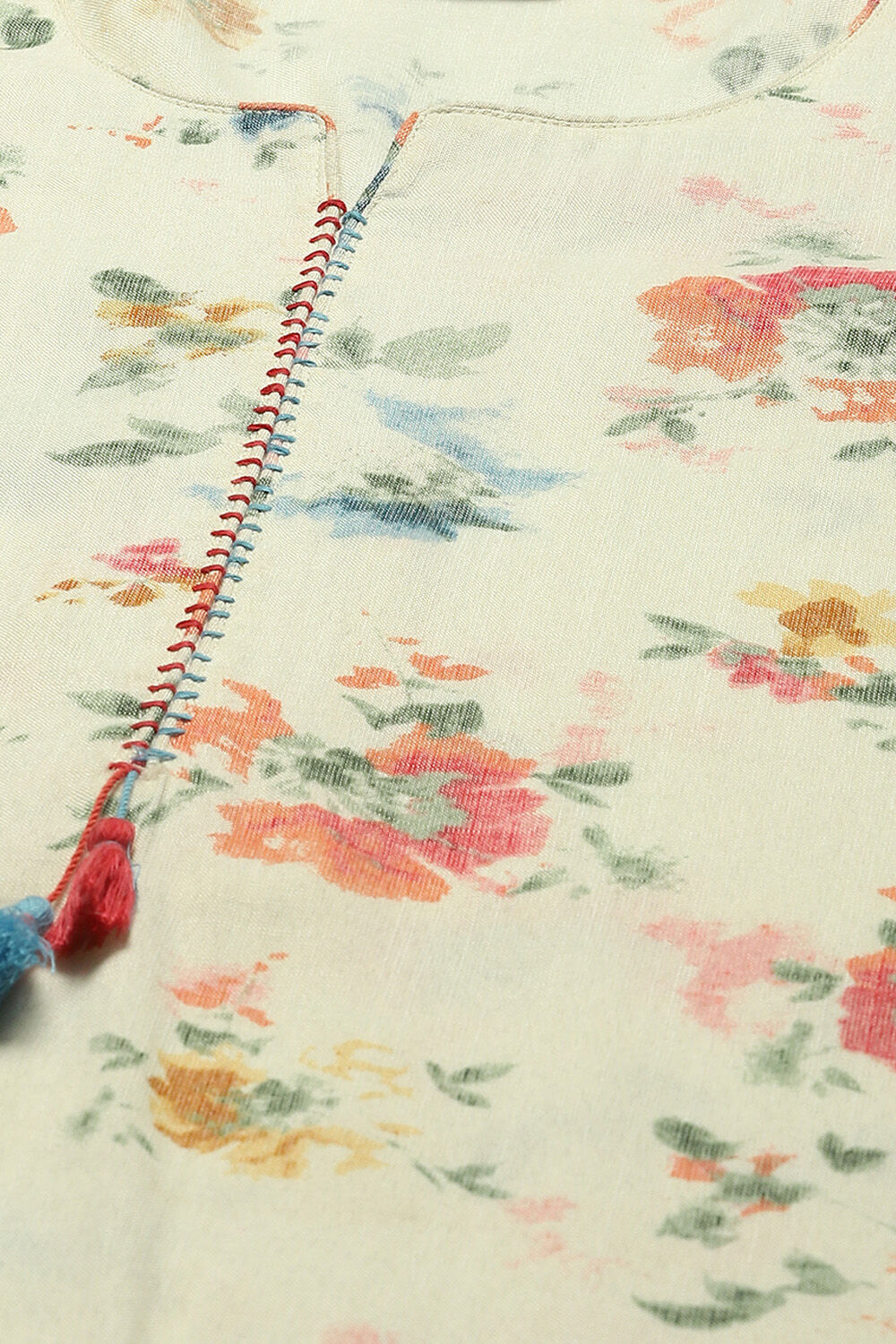 Off-white Viscose Printed Straight Suit Set image number 1