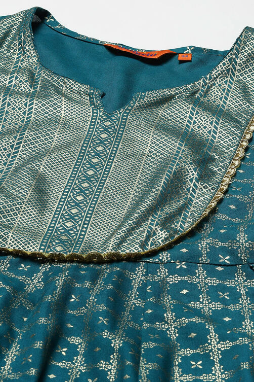 Teal Blue Viscose Kalidar Dress image number 1