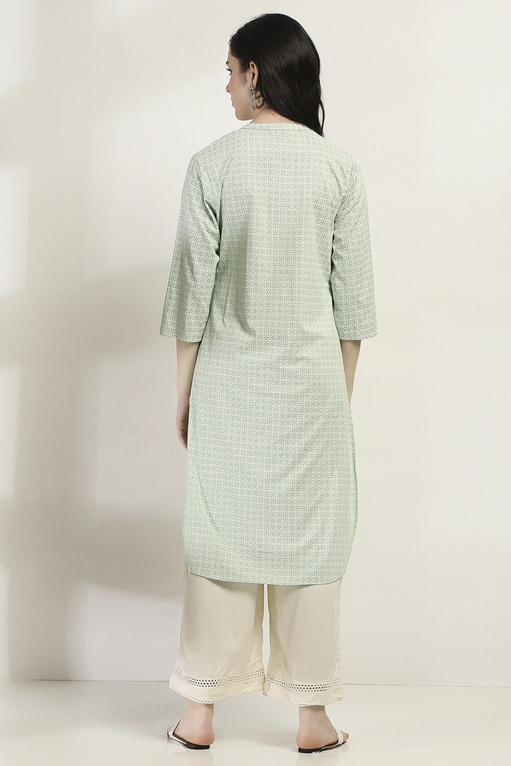 Green Printed Straight Kurta image number 3