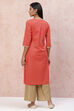 Red Cambric Cotton Straight Kurta image number 4