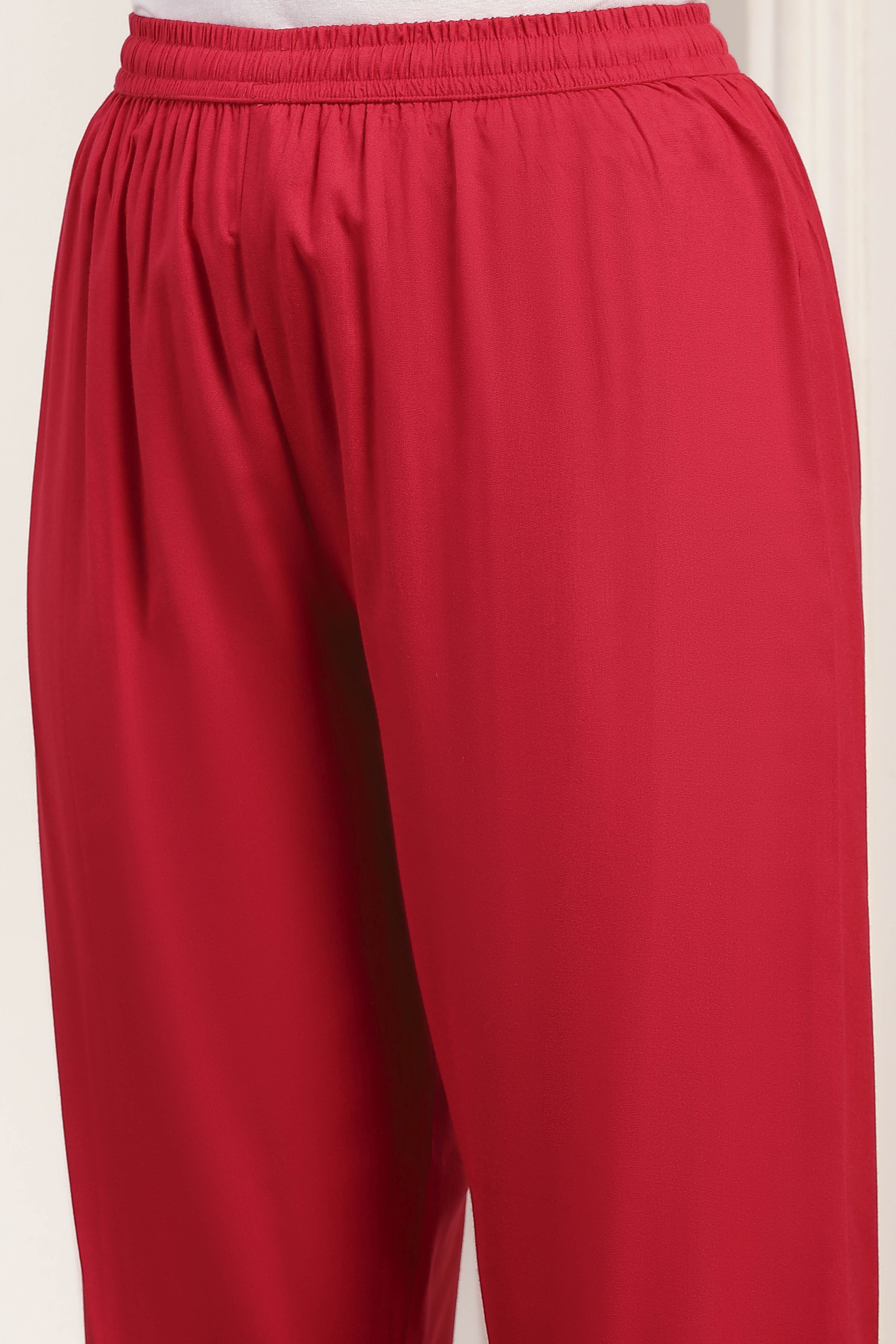 Red Cotton Straight Suit Sets image number 2