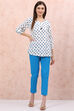 Turquoise Cotton Fusion Pants image number 5