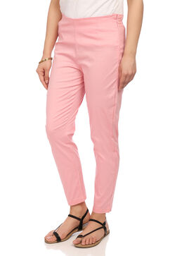 Light Pink Cotton Slim Pants image number 1