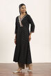 Black Viscose Rayon Straight Kurta Pants Set image number 3