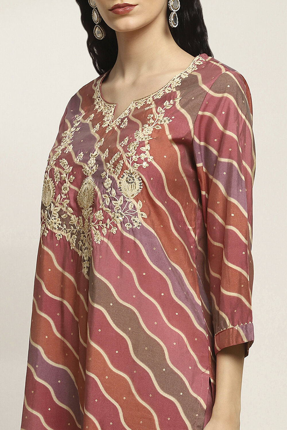 Olive Green Printed Straight Kurta Set image number 1