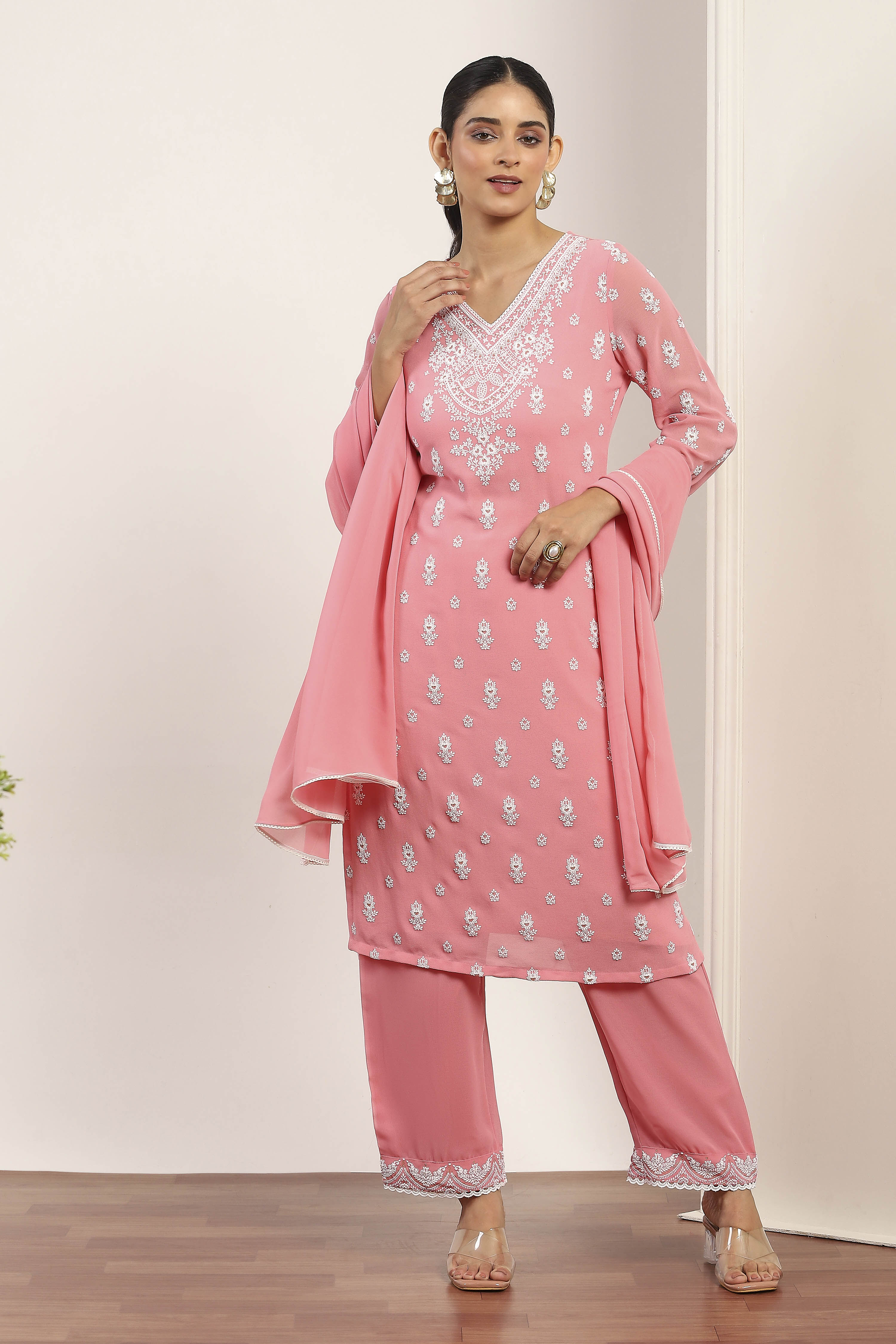 Pink Polyester Straight Suit Sets image number 0