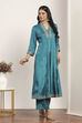 Teal Viscose Rayon Kalidar Suit Set image number 5