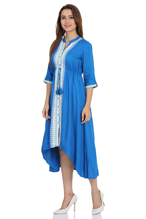 Blue Asymmetric Viscose Dress image number 1