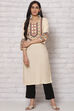 Cream LIVA Straight Kurta image number 0