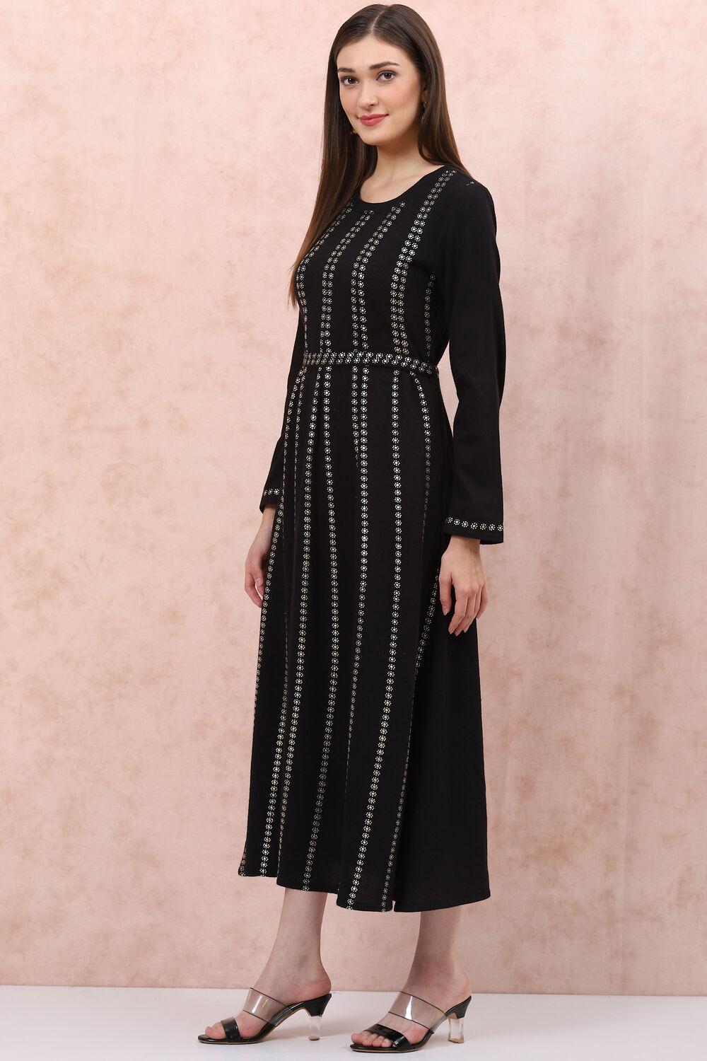 Black Acrylic Kalidar Kurta image number 2