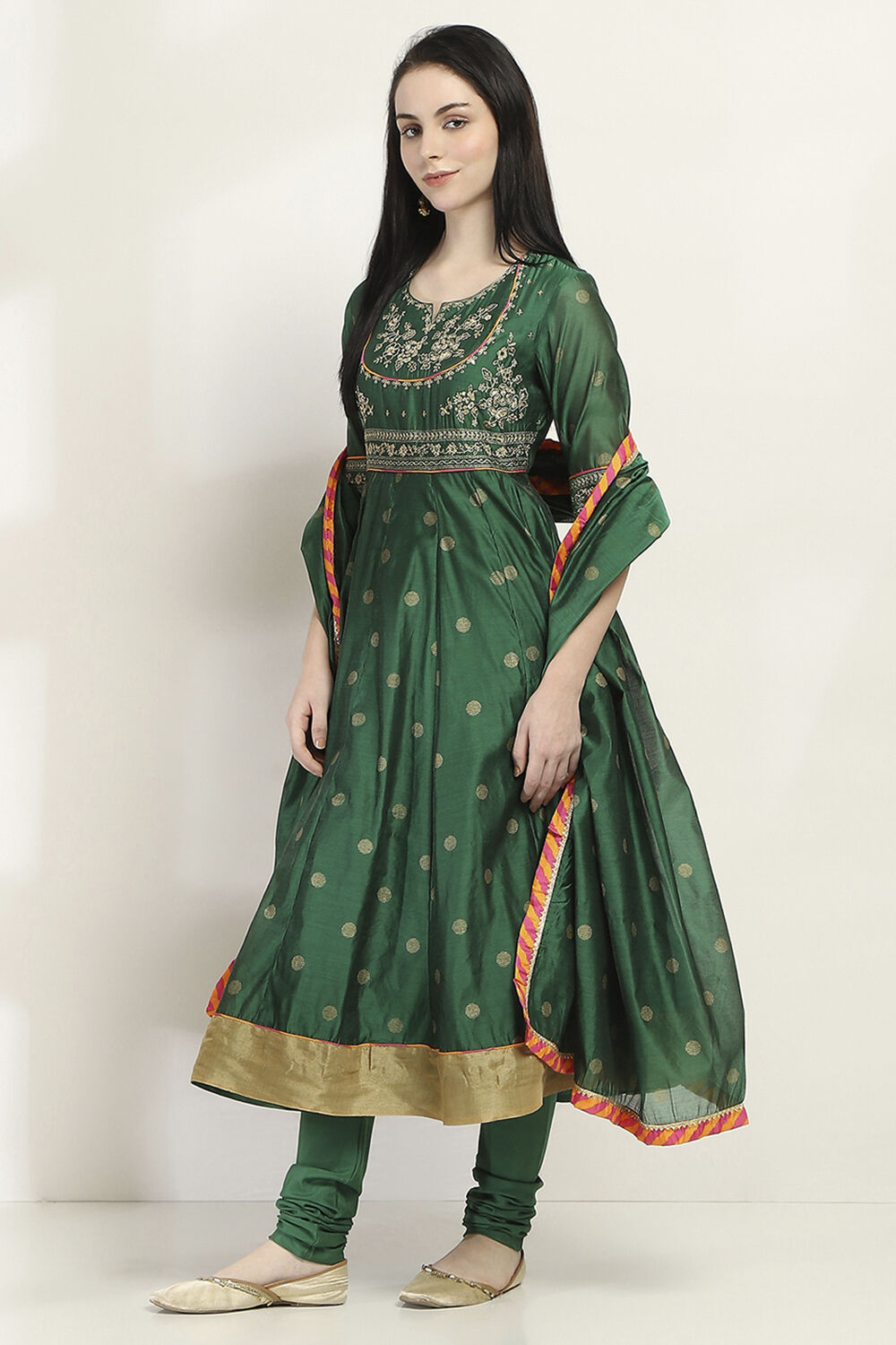 Green Printed Kalidar Suit Set image number 3