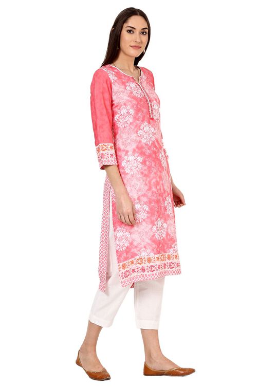 Pink Straight Rayon Kurta image number 3