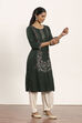 Olive Green Viscose Rayon Flared Kurta Pants Set image number 5