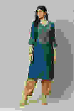 Aqua Blue LIVA  Straight Printed Kurta image number 5