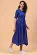 Royal Blue Cotton Flared Dress image number 3