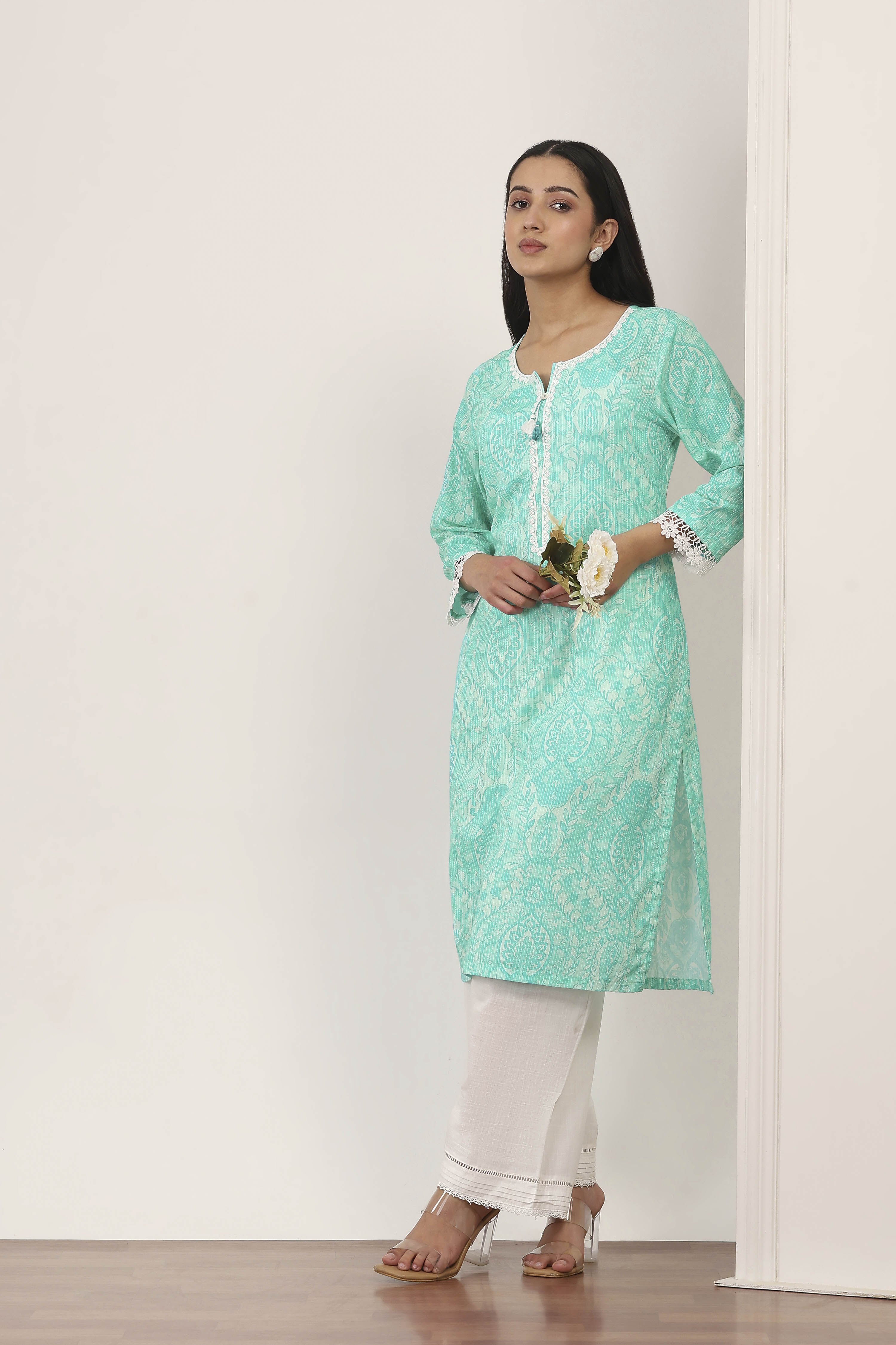 Blue Cotton Straight Kurtas image number 0