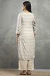 Off White Viscose Straight Kurta Pants Set image number 4